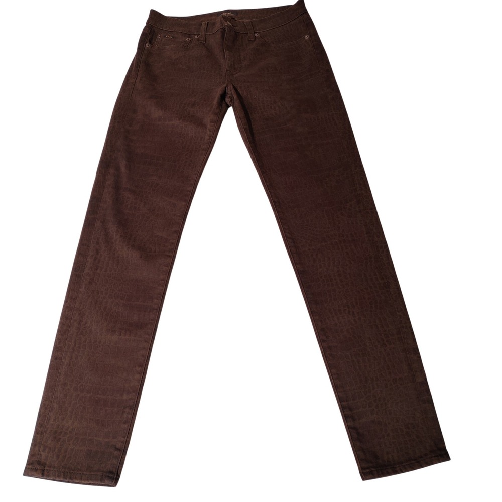 Polo Ralph Lauren Tompkins Skinny Jeans Brown Crocodile (?) Print Sz 28 (29x30)